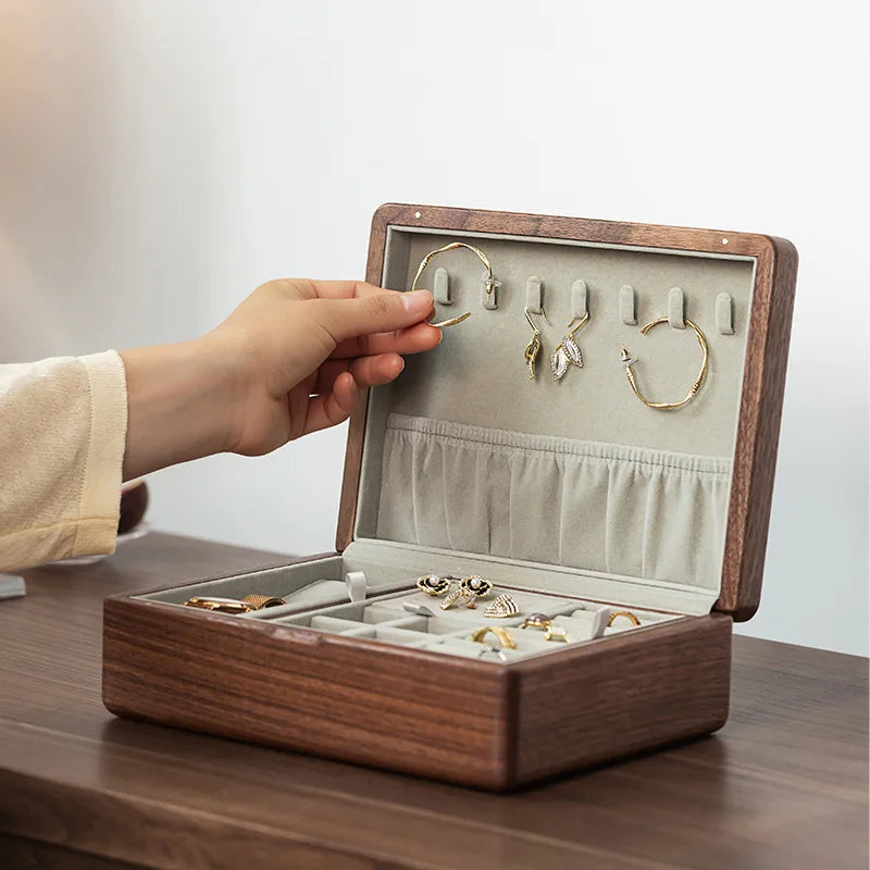 Boîte à bijoux en bois à double niveau VanyVenza
