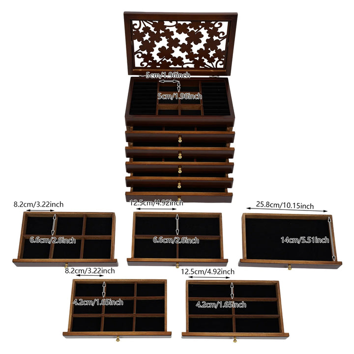 Boîte à bijoux en bois à 6 tiroirs VanyVenza