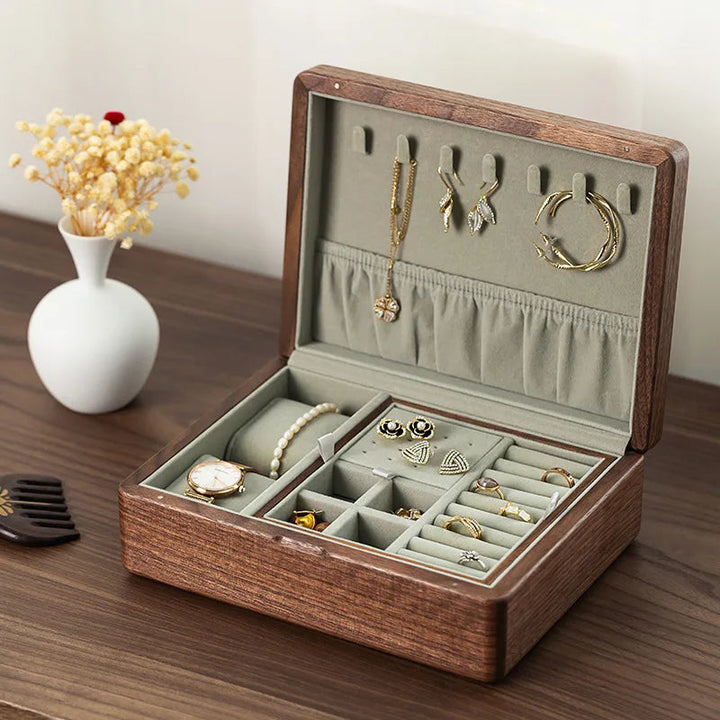 Boîte à bijoux en bois à double niveau VanyVenza