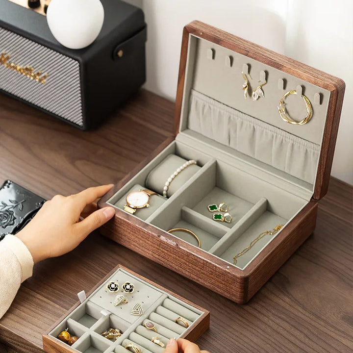 Boîte à bijoux en bois à double niveau VanyVenza