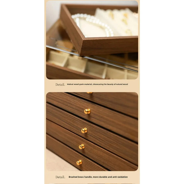 Boîte à bijoux en bois grande capacité avec tiroirs VanyVenza