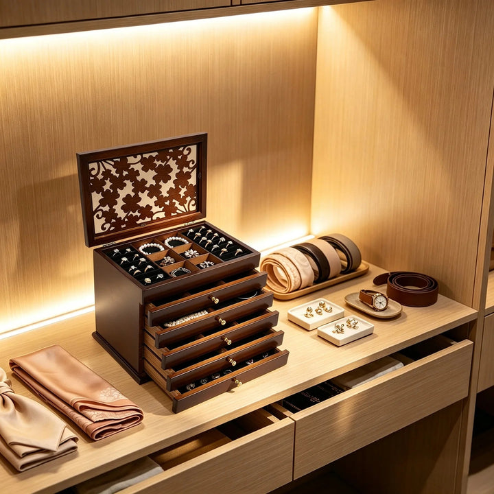 Boîte à bijoux en bois à 6 tiroirs VanyVenza