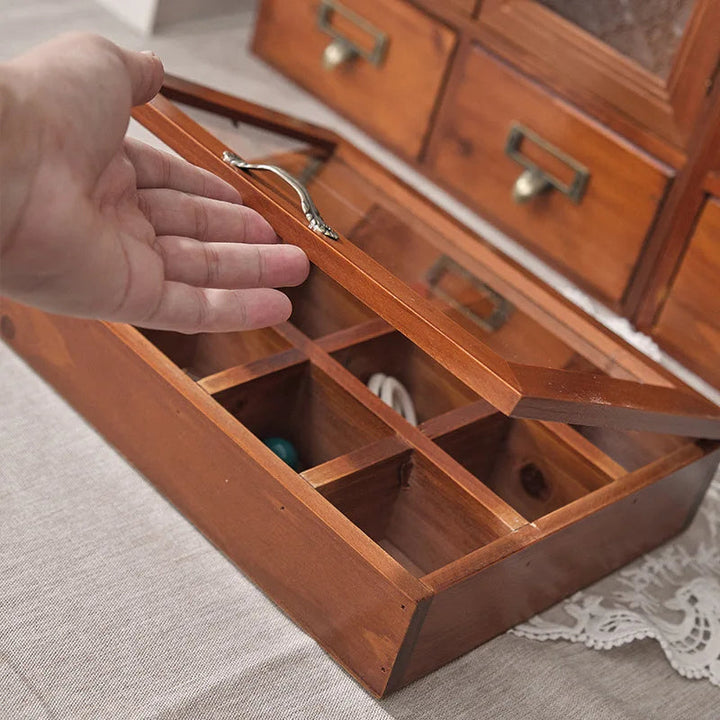 Boîte à bijoux en bois avec couvercle en verre VanyVenza