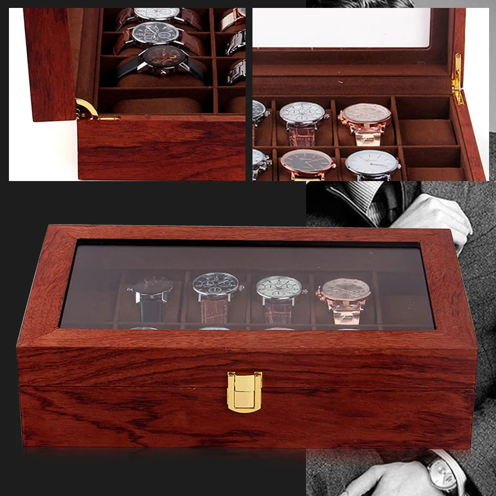 Grande boîte à montres en bois 12 emplacements VanyVenza