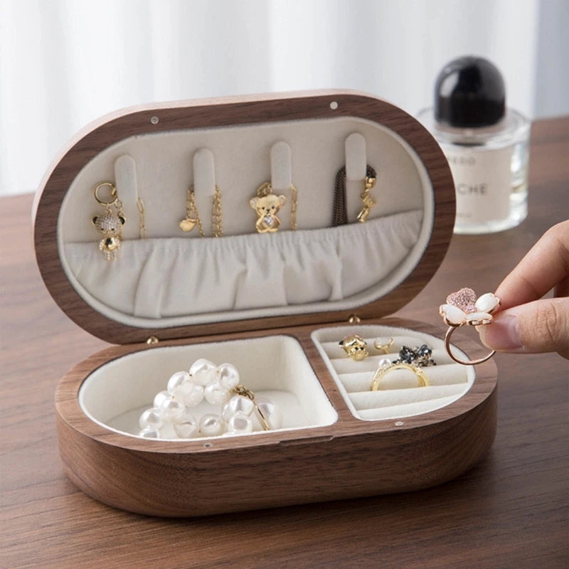 Boîte à bijoux de voyage en bois pour bagues et colliers VanyVenza