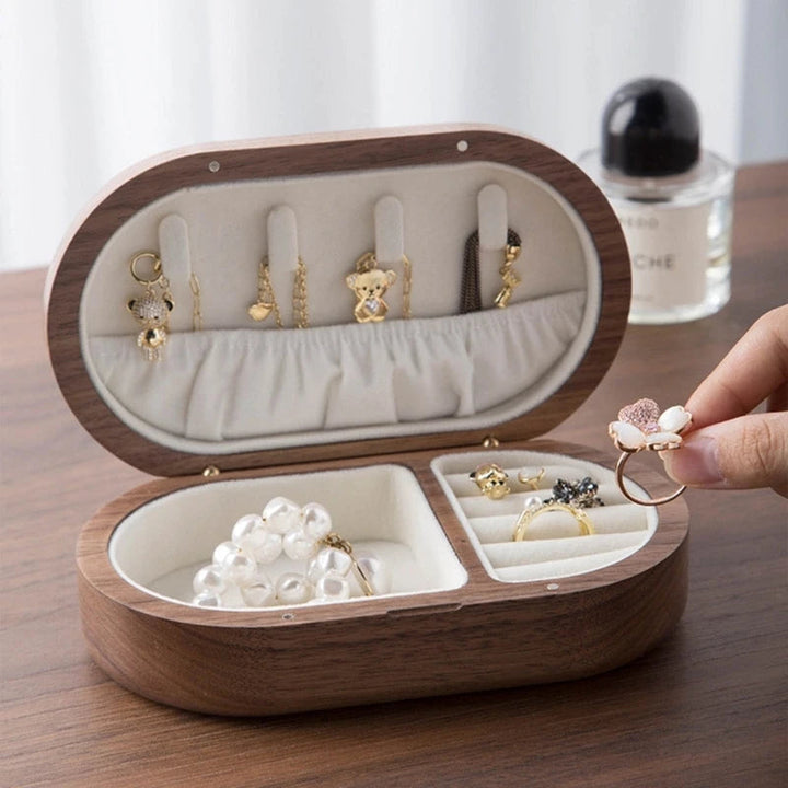 Boîte à bijoux de voyage en bois pour bagues et colliers VanyVenza