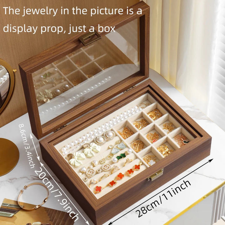 Boîte à bijoux bois avec couvercle en verre VanyVenza
