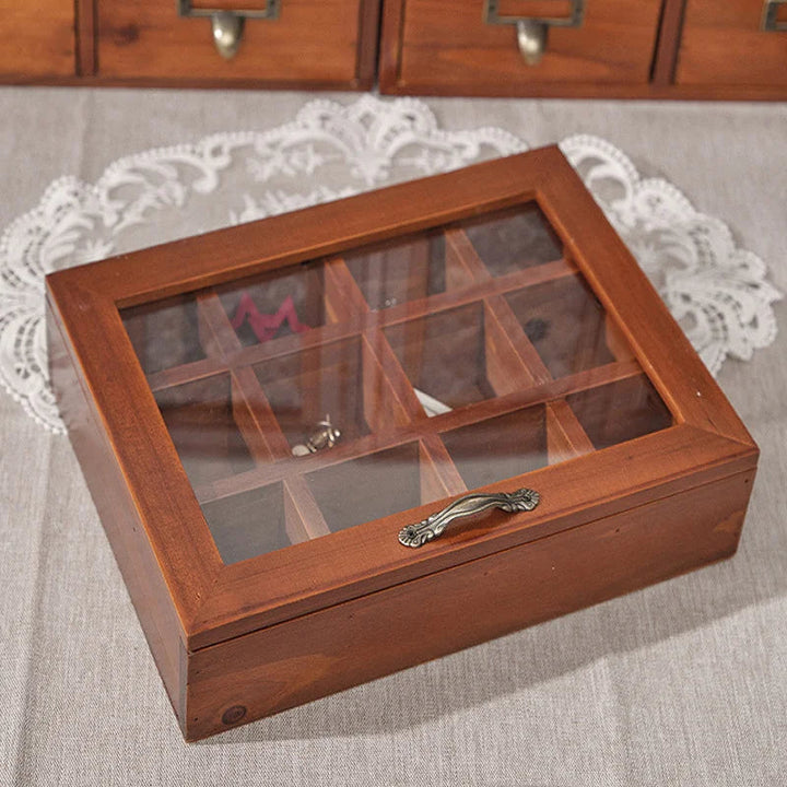 Boîte à bijoux en bois avec couvercle en verre VanyVenza