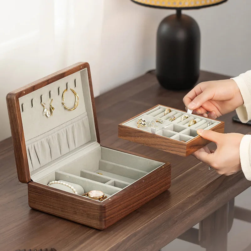 Boîte à bijoux en bois à double niveau VanyVenza