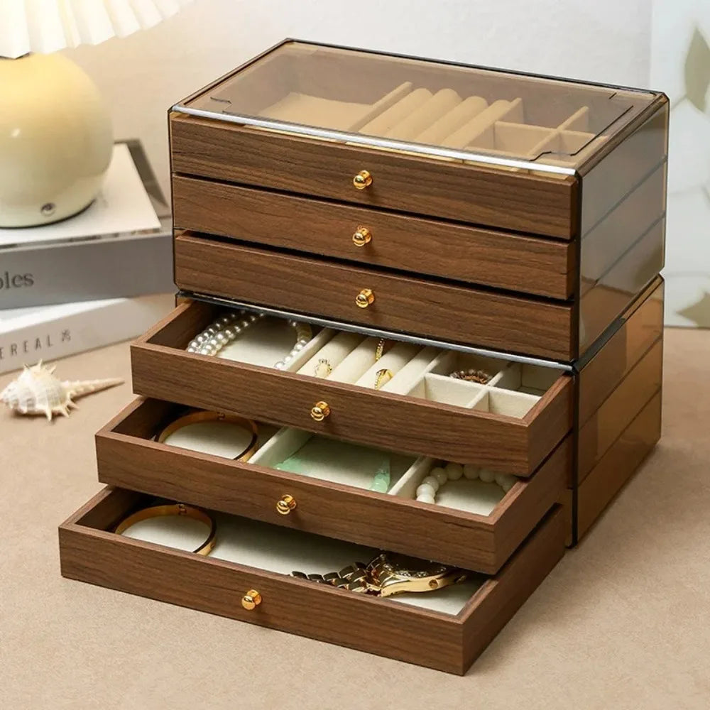 Boîte à bijoux en bois grande capacité avec tiroirs VanyVenza