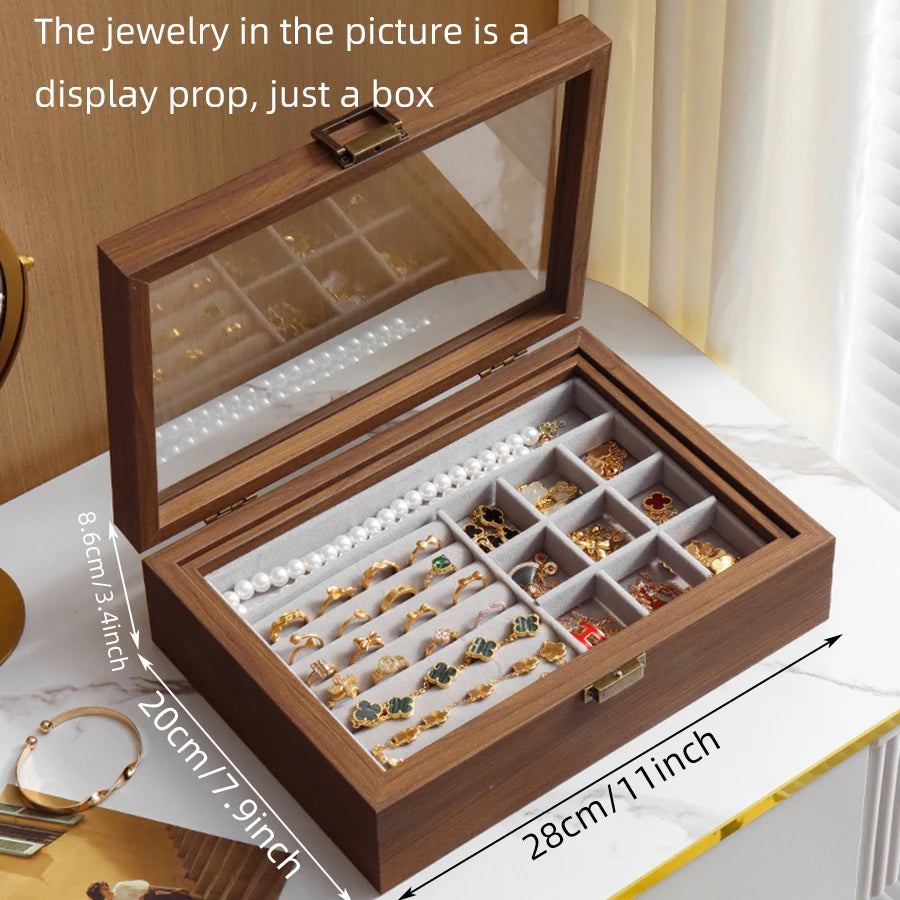 Boîte à bijoux bois avec couvercle en verre VanyVenza