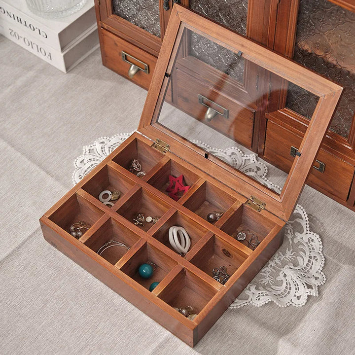 Boîte à bijoux en bois avec couvercle en verre VanyVenza