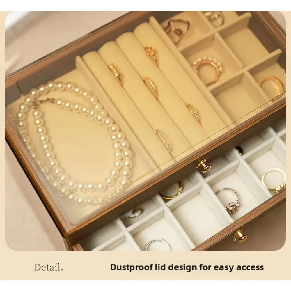 Boîte à bijoux en bois grande capacité avec tiroirs VanyVenza
