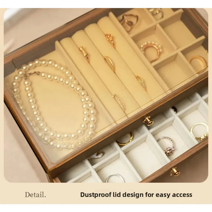 Boîte à bijoux en bois grande capacité avec tiroirs VanyVenza