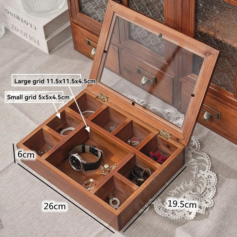 Boîte à bijoux en bois avec couvercle en verre VanyVenza