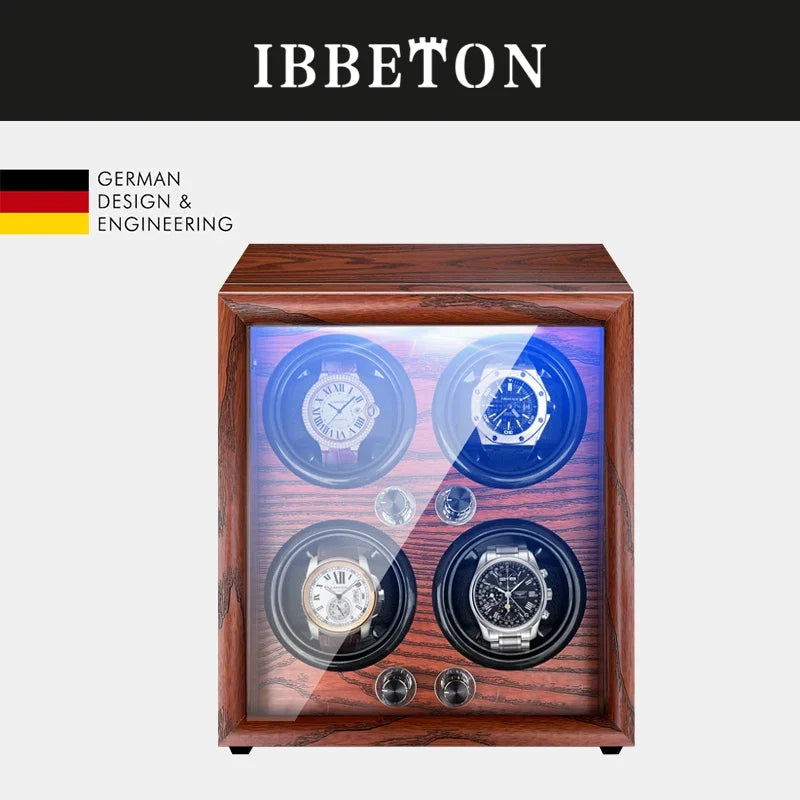 IBBETON Brand Mechanical Automatic Watch Winder Luxury Wood Watch Box with LED Light and Lid Sensor Watches Storage Safe Box VanyVenza