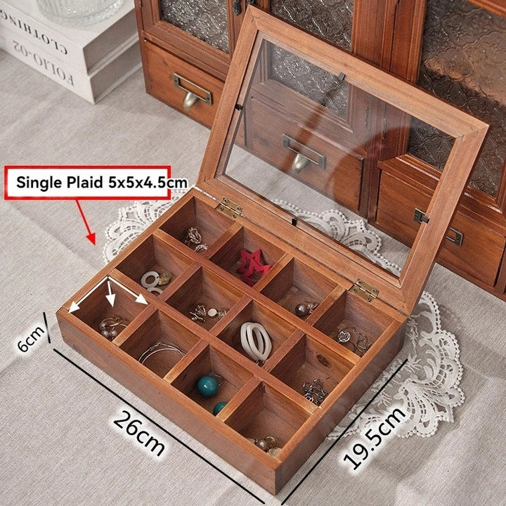 Boîte à bijoux en bois avec couvercle en verre VanyVenza
