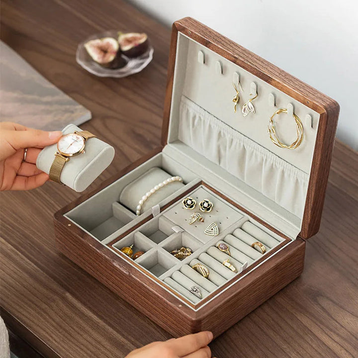 Boîte à bijoux en bois à double niveau VanyVenza
